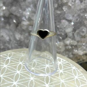 Vintage Silver Heart Ring with Black Stone